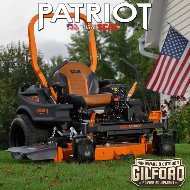Scag Patriot Zero Turn Ride On Lawn Mower With 52-Inch Hero Cutter Deck And 27 HP SR Engine