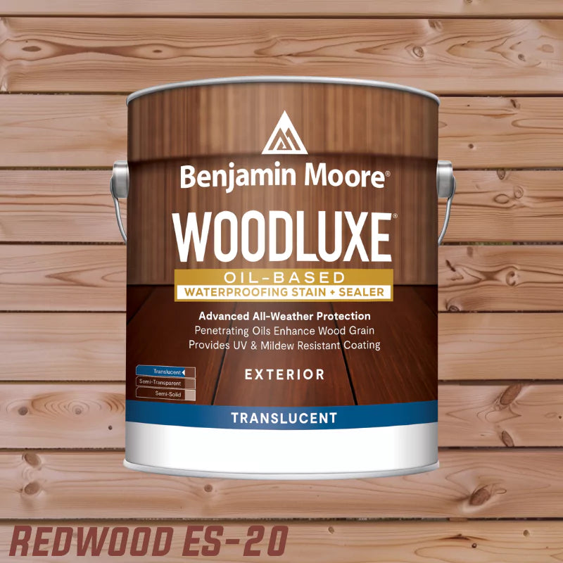Benjamin Moore Woodluxe Oil-Based Waterproofing Exterior Translucent Stain and Sealer Redwood (ES-20) Gallon
