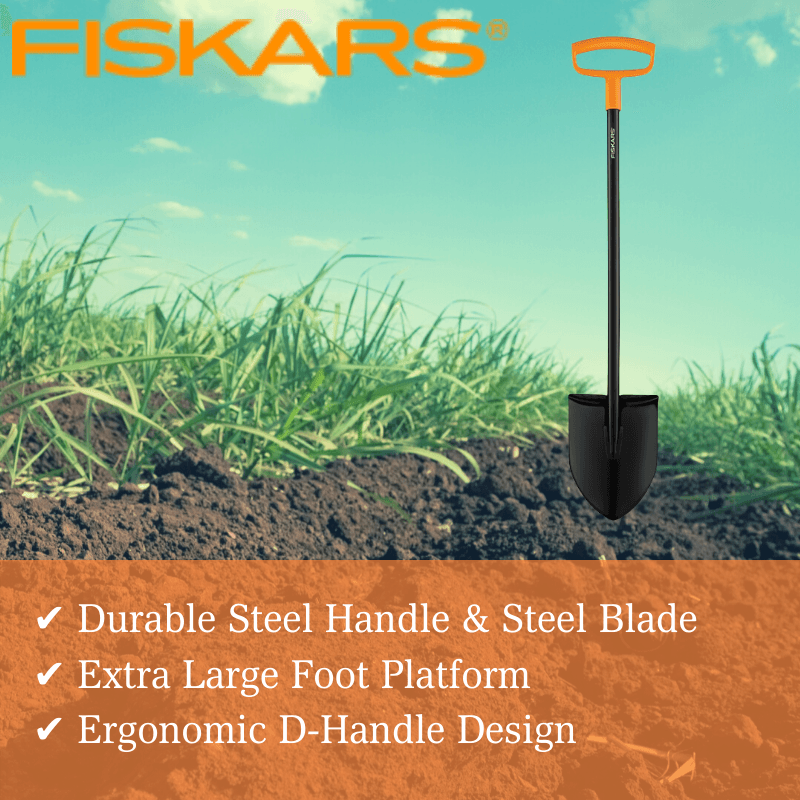 Fiskars Digging Shovel with Steel D-handle 46" | Gilford Hardware