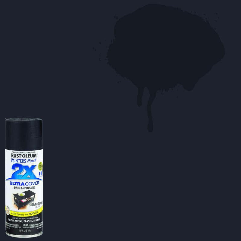Rust-Oleum Painter's Touch 2X Semi-Gloss Black Spray Paint+Primer 12 oz. | Gilford Hardware