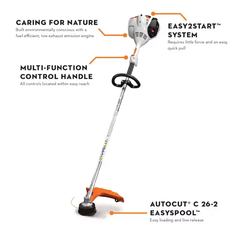 STIHL FS 56 RC‑E Gas Powered Loop Handle Trimmer front view graphic detail