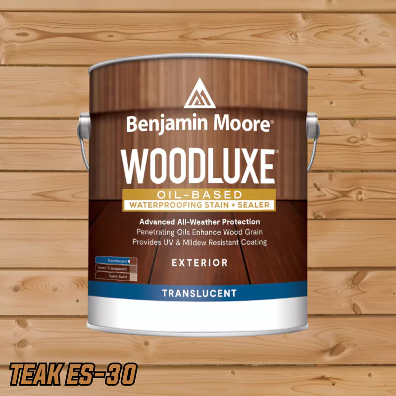 Benjamin Moore Woodluxe Oil-Based Waterproofing Exterior Translucent Stain and Sealer Teak (ES-30) Gallon