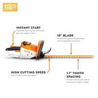 Thumbnail for STIHL HSA 56 Lightweight Battery Powered Hedge Trimmer 18-inch.
