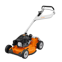 Thumbnail for STIHL RM 756 YC Hydrostatic Drive Gas Lawn Mower angled side profile, featuring professional-grade construction and solid aluminum wheels