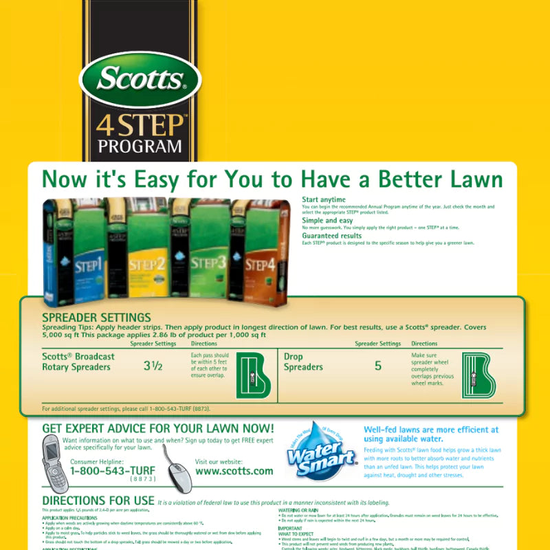 Scotts Step 2 Lawn Fertilizer Weed Control Plus Lawn Food (28-0-3) 15,000 sq. ft.
