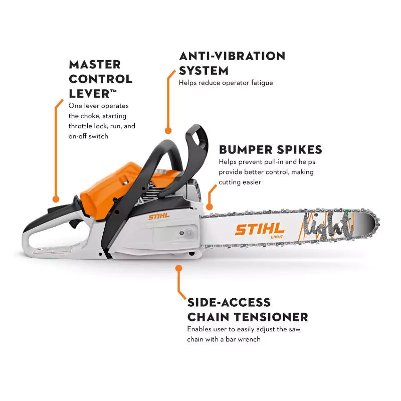 technical diagram of the STIHL MS 162 Gas Powered Homeowner Chainsaw 16-Inch Bar 30.1 cc