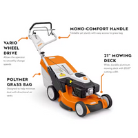 Thumbnail for STIHL RM 655 V Lawn Mower Gas Powered Variable-Speed Self-Propel 21-Inch Deck 173 cc Kohler HD Series Engine