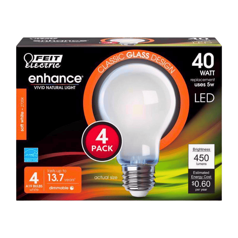 Feit Enhance Medium LED Bulb Soft White 40 W 4-Pack.  
 | Gilford Hardware