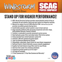 Thumbnail for Scag Windstorm Zero-Turn Stand on Blower 37 HP Vanguard BIG BLOCK EFI