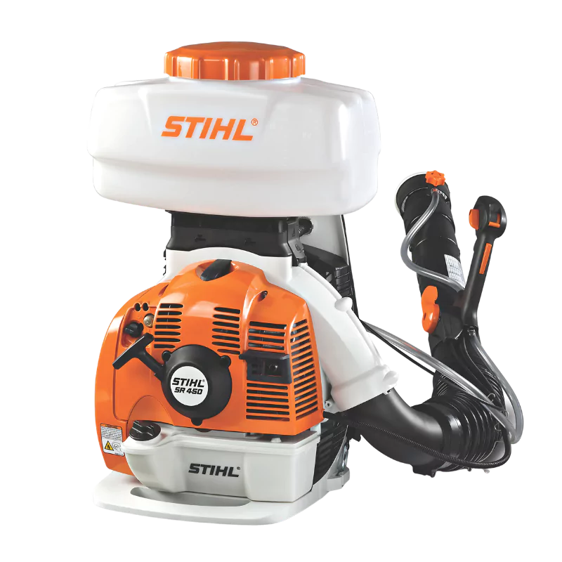 Close-Up View of STIHL SR 450 Backpack Sprayer – Showcasing the powerful gas-powered sprayer with a 3.7-gallon capacity and ergonomic design