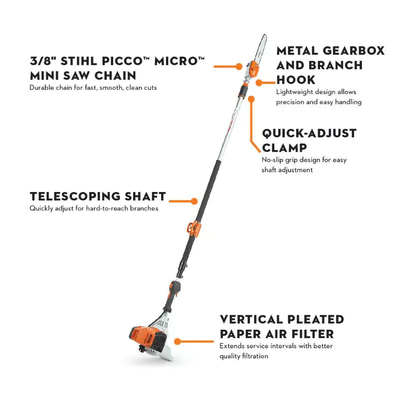 STIHL HT 135 Gas Powered Telescoping Pole Saw and Pruner 11.6 ft. - 16 ft. Max 36.3 cc