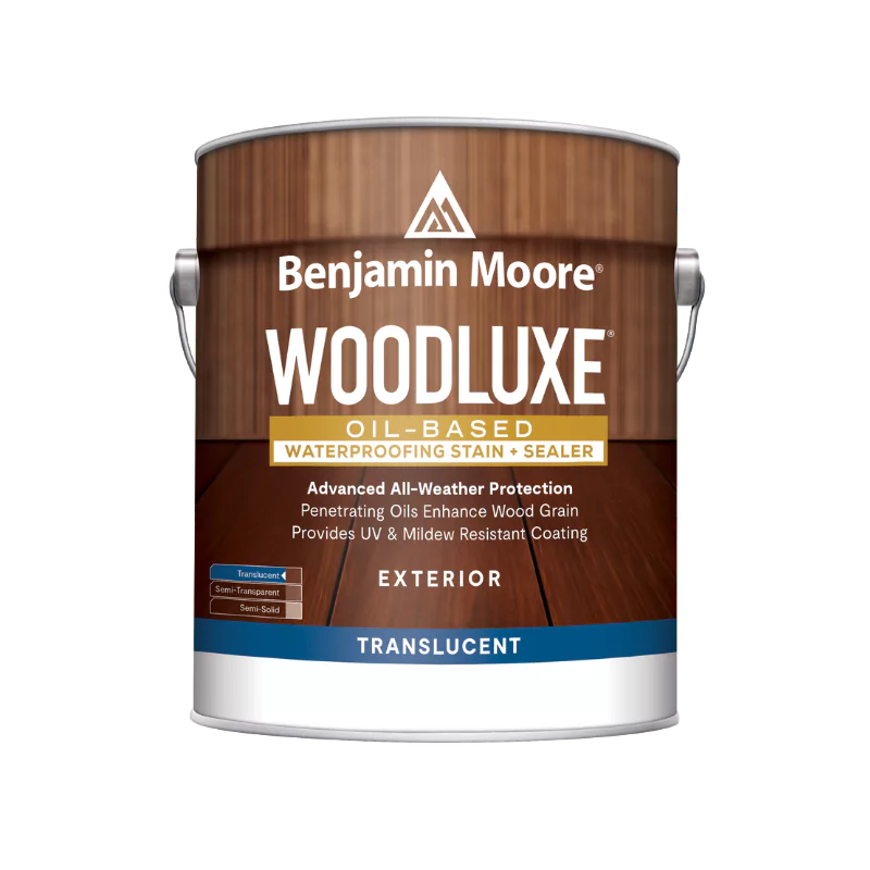Benjamin Moore Woodluxe Oil-Based Waterproofing Exterior Translucent Stain and Sealer Chestnut Brown (ES-65) Gallon