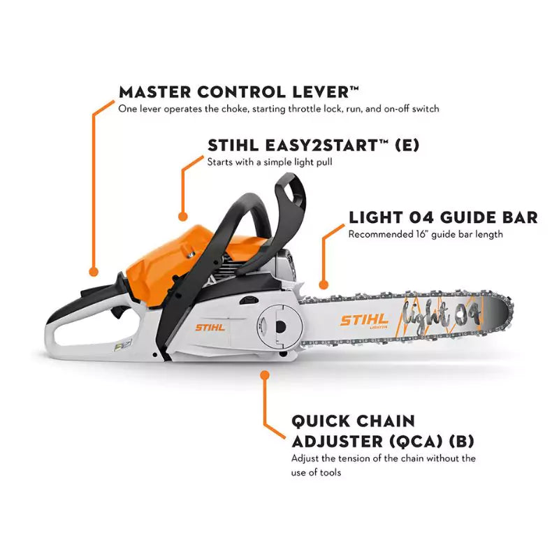 STIHL MS 182 C-BE Gas Powered Chainsaw Easy2Start with 16-Inch Bar 35.8 cc