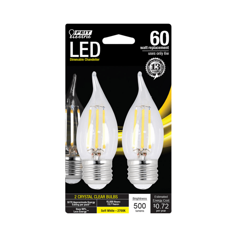 Feit Electric Enhance (Medium) Filament LED Bulb Soft White 60 Watt Equivalence 2-Pack. | Incandescent Light Bulbs | Gilford Hardware