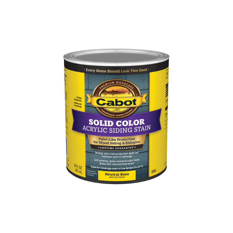 Cabot Siding Stain Solid Tintable Water-Based Acrylic Quart | Stains | Gilford Hardware & Outdoor Power Equipment