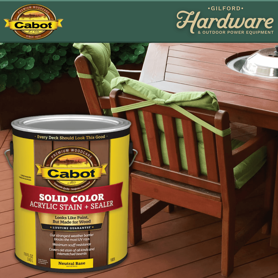 Cabot Deck Stain Solid Tintable Water-Based Acrylic Gallon | Stains | Gilford Hardware