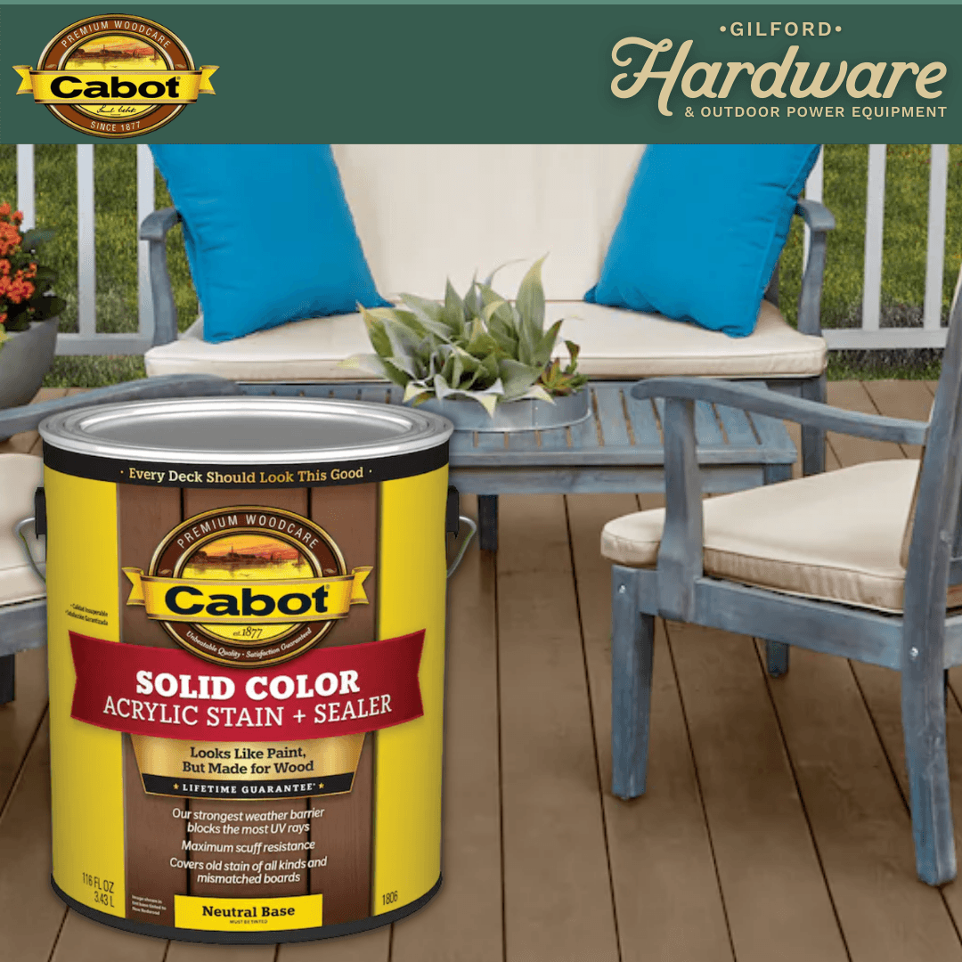 Cabot Deck Stain Solid Tintable Water-Based Acrylic Gallon | Stains | Gilford Hardware