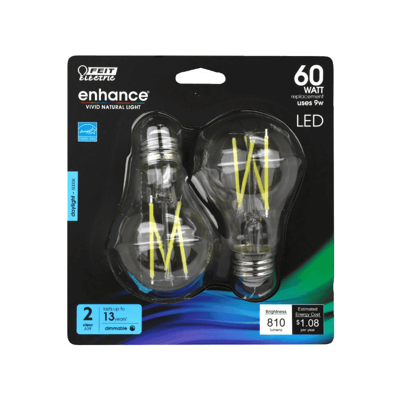 Feit Electric Enhance Filament LED Bulb Daylight 60 Watt 2-Pack. | Gilford Hardware