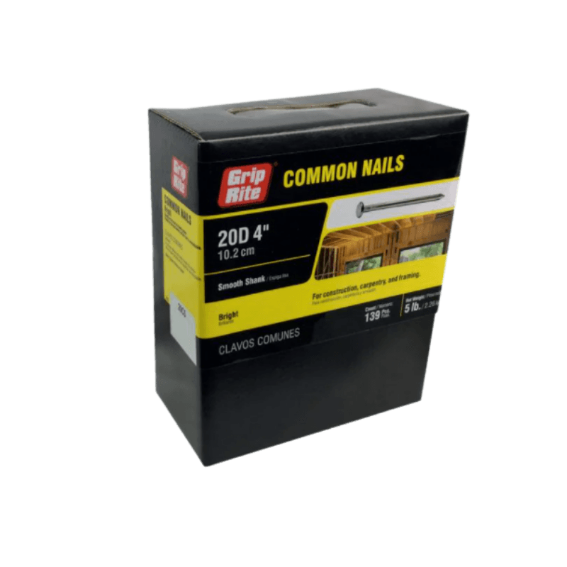 Grip-Rite Common Bright Steel Nail Flat 20D 4 in. 5 lb. | Gilford Hardware 