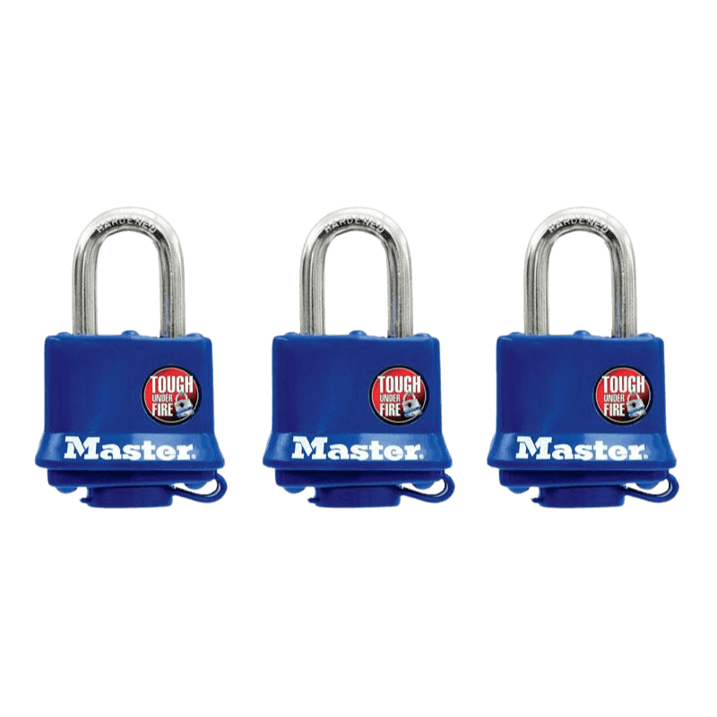 Master Lock 2X Vinyl Padlock 1-9/16" 3-Pack. | Gilford Hardware