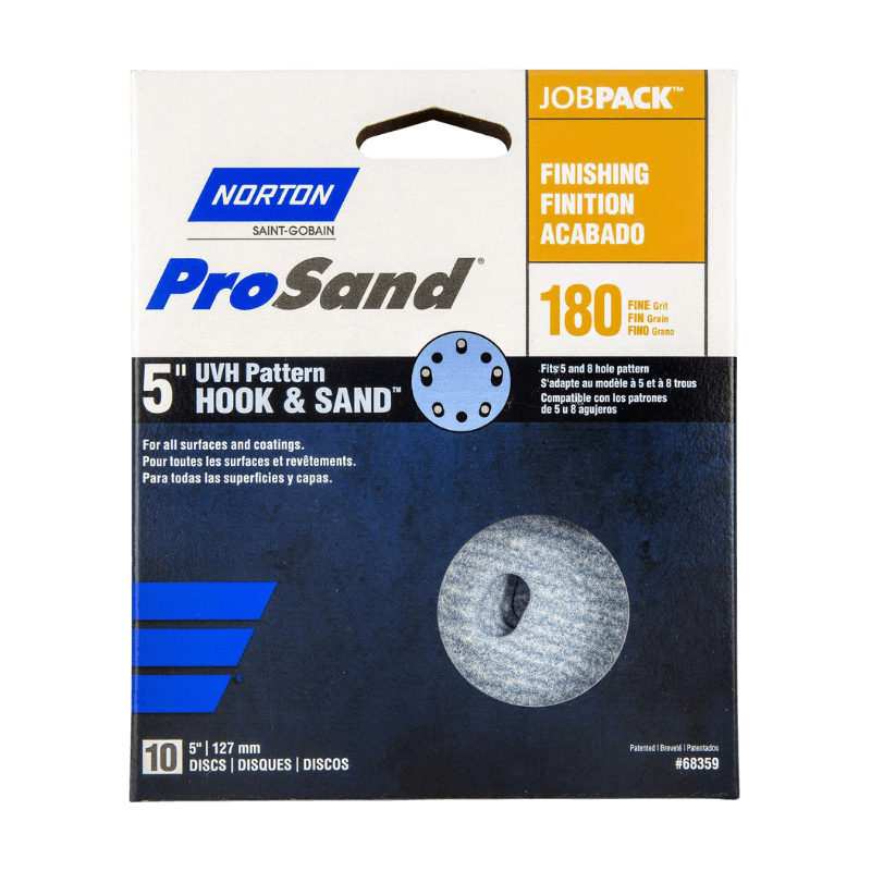 Norton ProSand Hook and Loop Sanding Disc 180 Grit Fine 5" 10-Pack. | Gilford Hardware