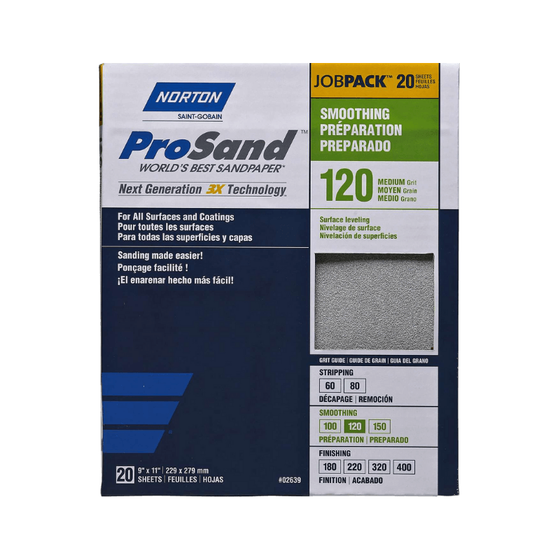 Norton ProSand 120 Grit Aluminum Oxide Sandpaper 11 in. L x 9 in.  20-Pack | Gilford Hardware & Outdoor Power Equipment