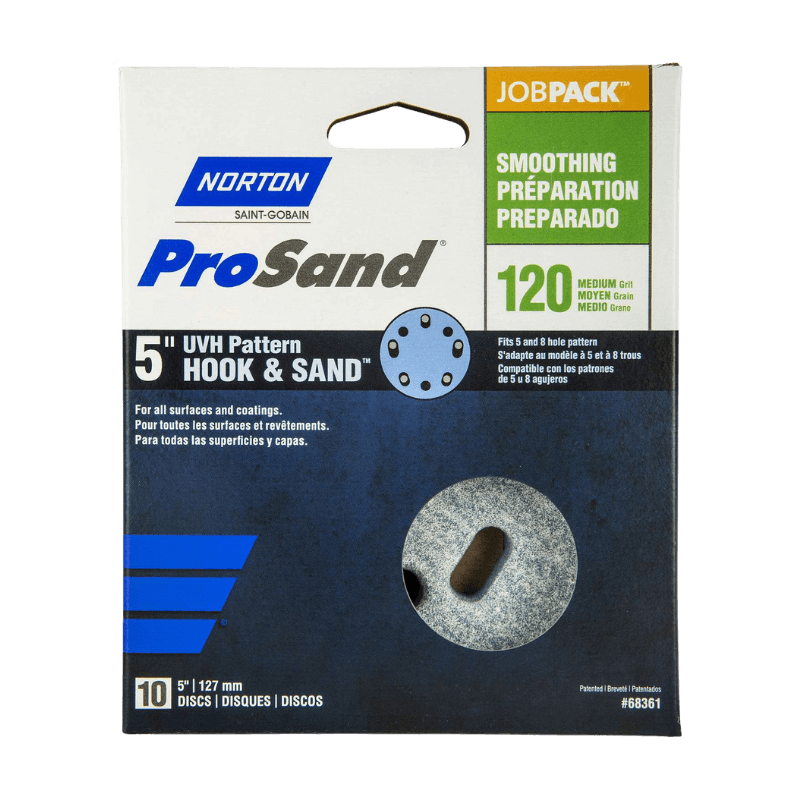 Norton ProSand Hook and Loop Sanding Disc 120 Grit Medium 5" 10-Pack. | Gilford Hardware