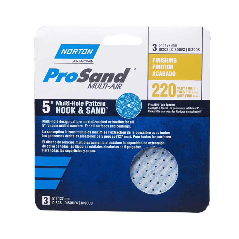 Norton ProSand 5 in. Ceramic Alumina Hook and Loop A975 Sanding Disc 220 Grit Very Fine 3-Pack | Gilford Hardware & Outdoor Power Equipment