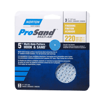 Thumbnail for Norton ProSand 5 in. Ceramic Alumina Hook and Loop A975 Sanding Disc 220 Grit Very Fine 3-Pack | Gilford Hardware & Outdoor Power Equipment