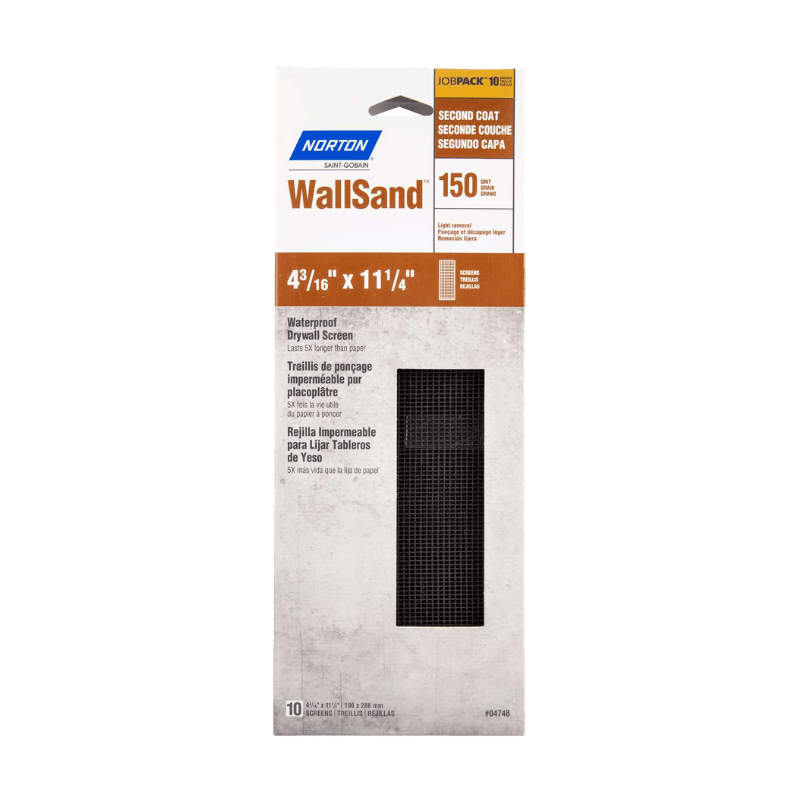 Norton WallSand Drywall Sanding Screen 150 Grit 11-1/4" x 4-3/16" 10-Pack. | Sandpaper & Sanding Sponges | Gilford Hardware & Outdoor Power Equipment