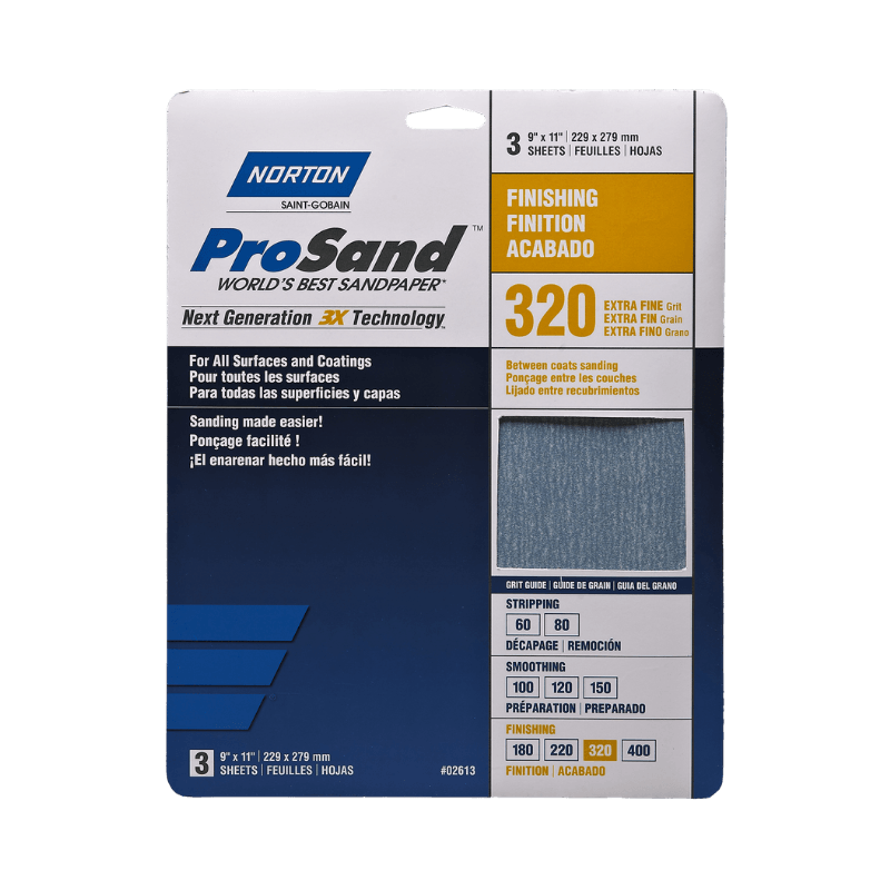 Norton ProSand Sandpaper 320-Grit 11" x 9" 3-Pack. | Sandpaper | Gilford Hardware & Outdoor Power Equipment