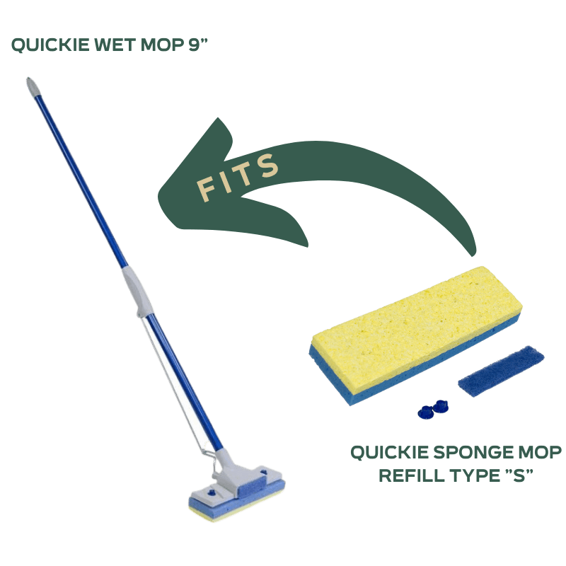 Quickie Sponge Mop Refill, Clean Squeeze, Blue, Dual Technology