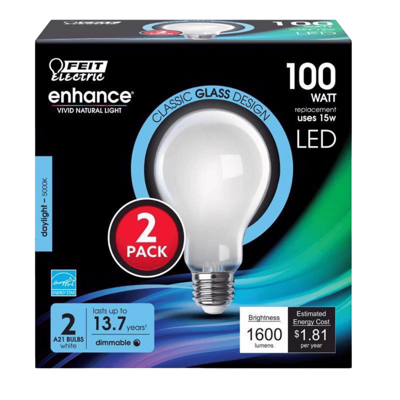 Feit Enhance LED Bulb Daylight 100 Watt 2-Pack.. | Gilford Hardware