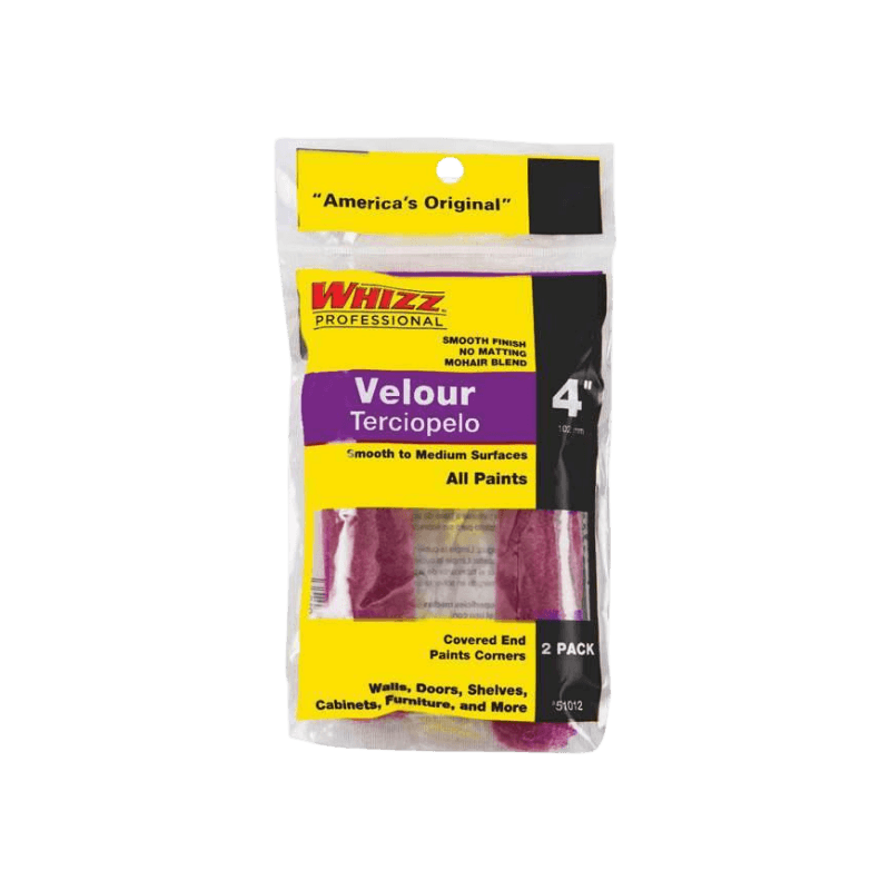 Whizz Mini Paint Roller Cover Velour 4 in. W x 3/16 in.  2-Pack. | Paint Rollers | Gilford Hardware & Outdoor Power Equipment