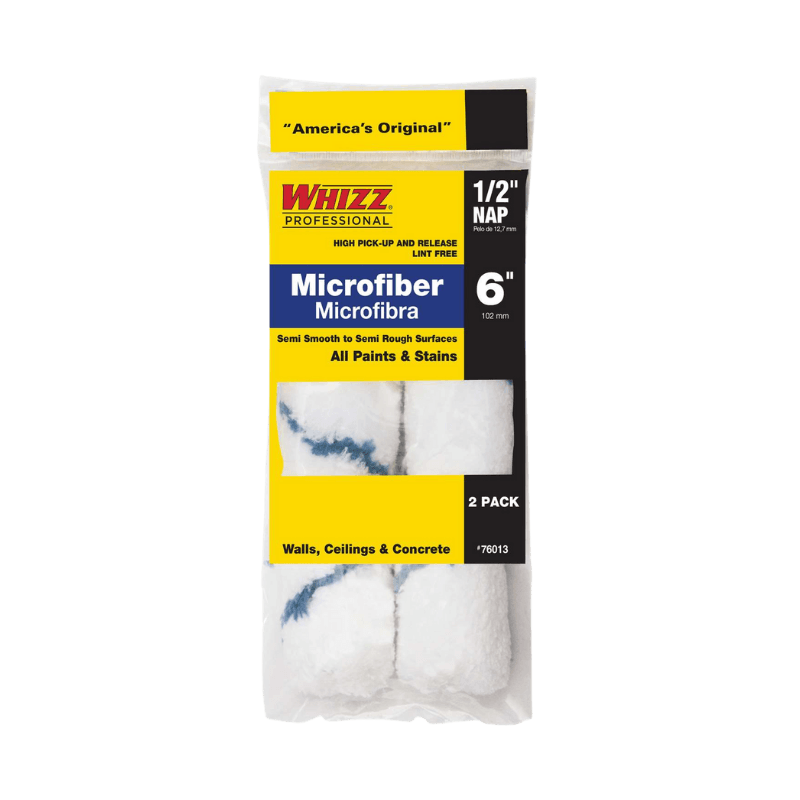 Whizz Xtrasorb Microfiber Mini Paint Roller Cover 6" x 1/2" 2-Pack. | Gilford Hardware