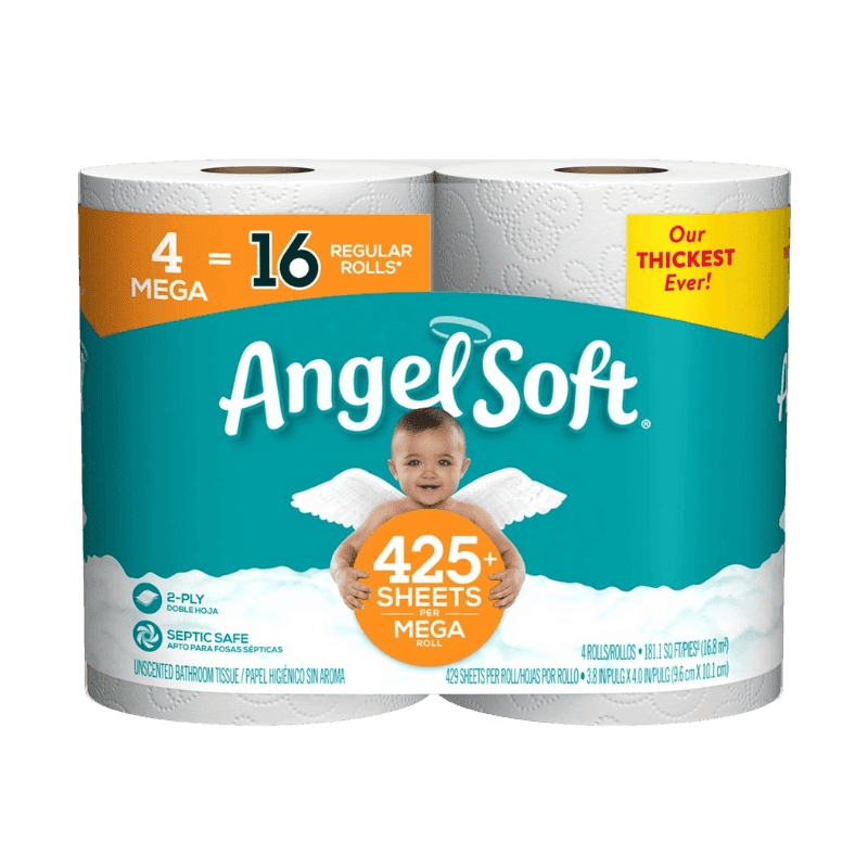 Angel Soft Toilet Paper 4 Rolls 429 sheet 45 ft. | Gilford Hardware