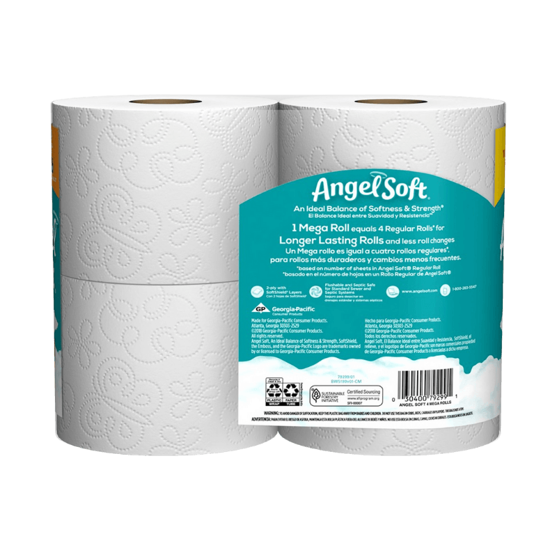 Angel Soft Toilet Paper 4 Rolls 429 sheet 45 ft. | Gilford Hardware