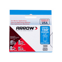 Thumbnail for Arrow Fastener T50 3/8 in. W x 1/2 in. L 18 Ga. Flat Crown Heavy Duty Staples 1000 pk | Gilford Hardware 