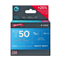 Thumbnail for Arrow Fastener T50 Heavy Duty Staples 3/8 in. W x 9/16 in. L 18 Ga. 1250-Pack. | Gilford Hardware