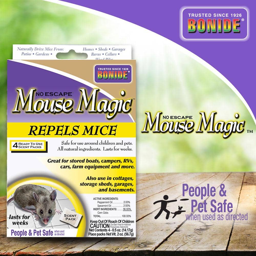 Bonide Mouse Magic Repellent - 4-Pack Scent Pouches for Effective Mice Control