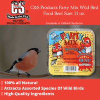 Thumbnail for C&S Products Party Mix Wild Bird Food Beef Suet 11 oz. | Bird Food | Gilford Hardware