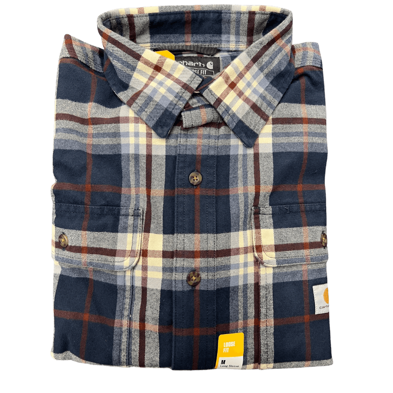 Carhartt Navy Heavyweight Long Sleeve Flannel Shirt | GH