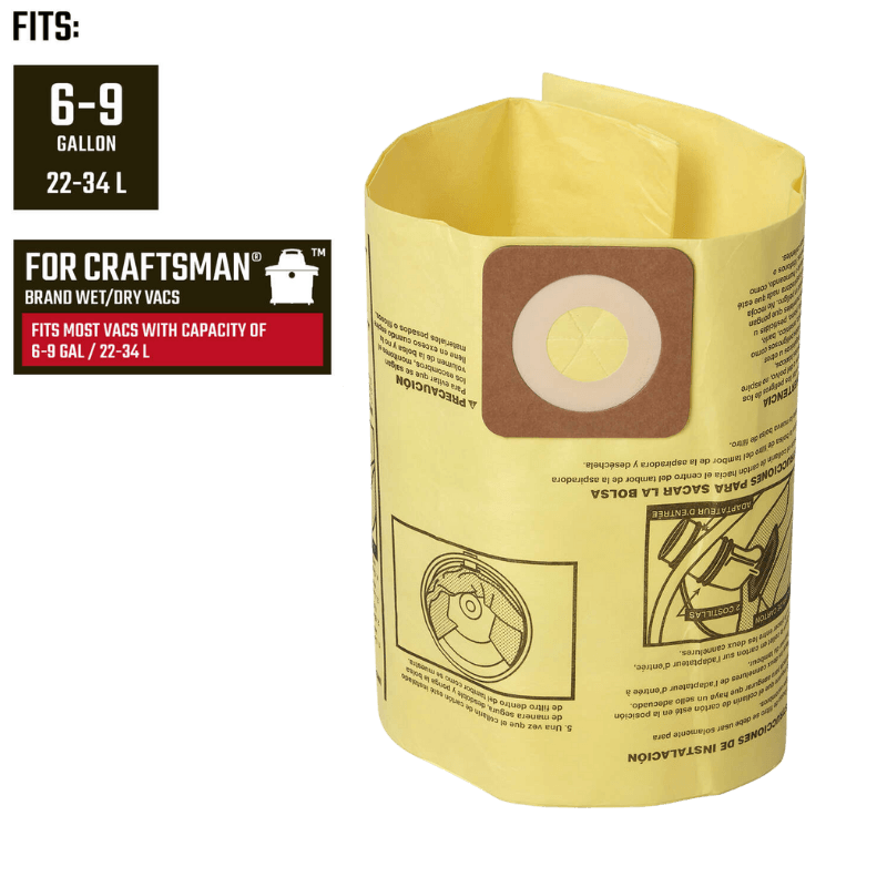 Craftsman Replacement Bags Wet/Dry Vacuum 6-10 Gallon. 2-Pack. | Gilford Hardware