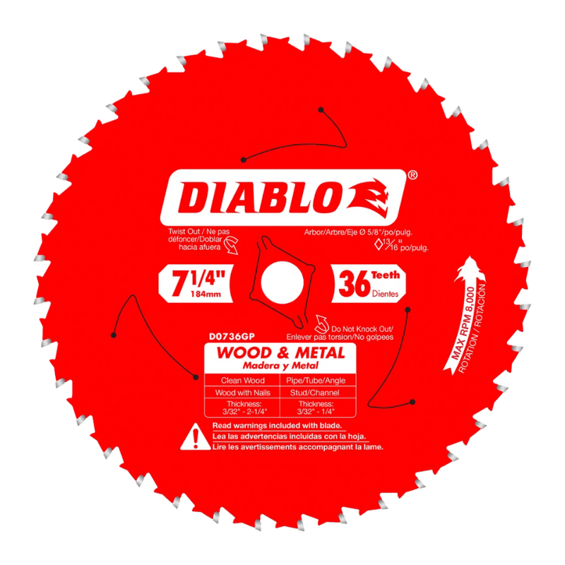 Diablo Wood & Metal Carbide Saw Blade 7-1/4 in. x 36 Tooth | Gilford Hardware