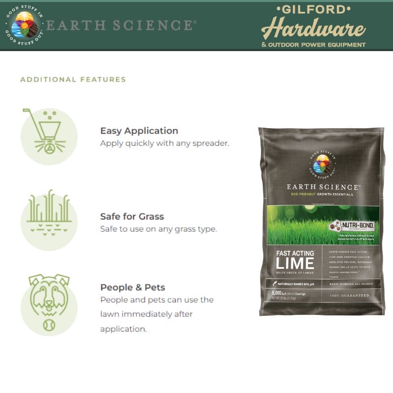 Earth Science Fast Acting Lime Lime 5000 ft² 25 lb. | Gilford Hardware 