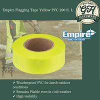 Thumbnail for Empire Flagging Tape Yellow PVC 200 ft. L | Flagging & Caution Tape | Gilford Hardware