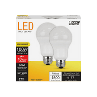 Thumbnail for FEIT Electric LED Bulb Soft White 100 Watt Equivalence 2-Pack. | Gilford Hardware 
