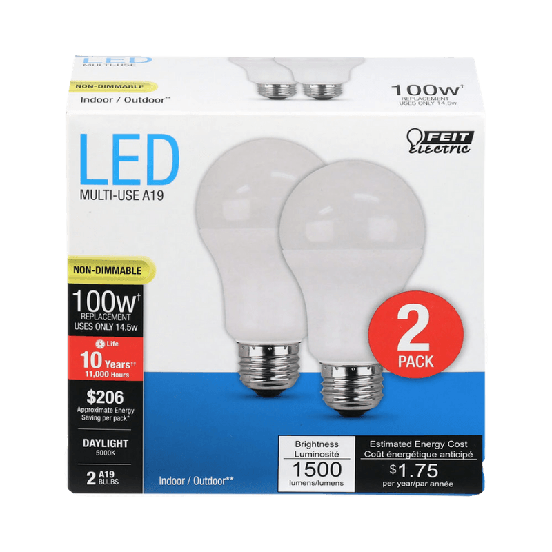 FEIT LED Bulb Medium 100 Watt 2-Pack. | Gilford Hardware