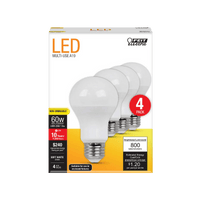 Thumbnail for Feit Electric A19 E26 (Medium) LED Bulb Soft White 60 Watt Equivalence 4-Pack.. | Gilford Hardware 