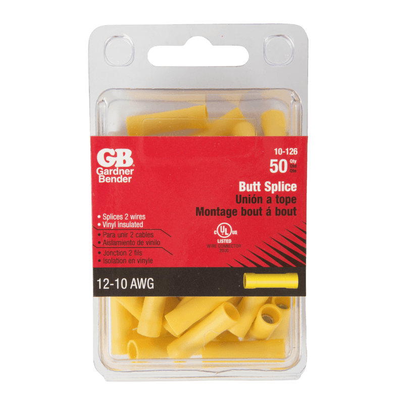 Gardner Bender Insulated Wire Butt Splice Yellow 12-10 Ga. 50-Pack. | Gilford Hardware 